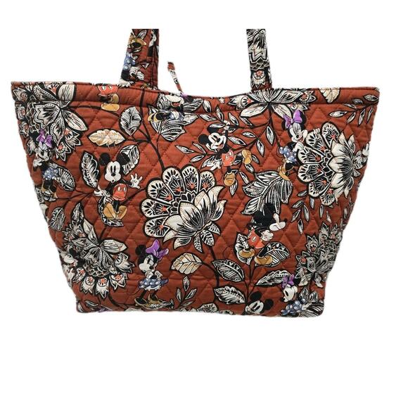 Vera Bradley Mickey & Minnie's Flirty Floral Potter's Clay Small East West Tote - Picture 4 of 14
